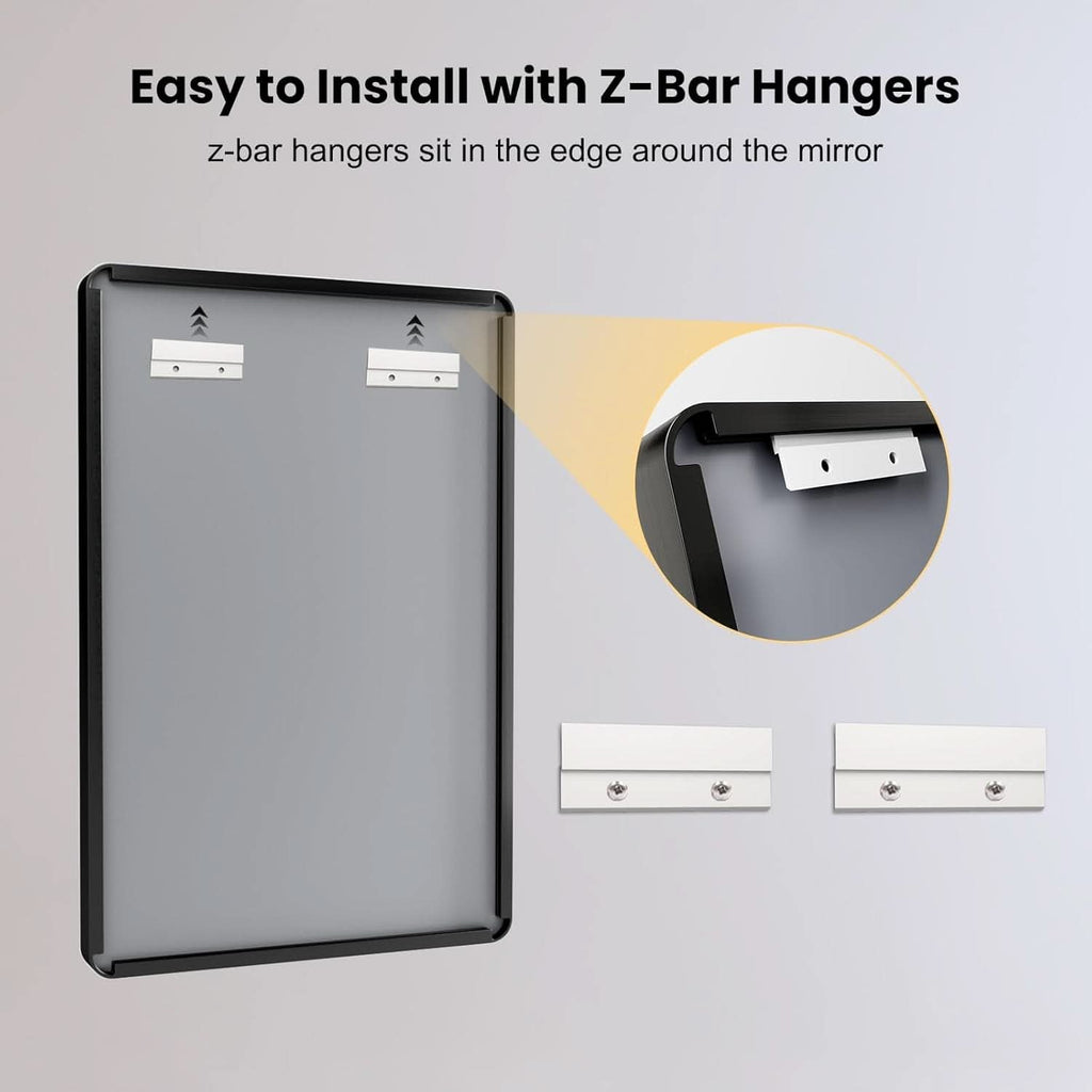 48X32 Inch Matte Black AntiRust Tempered Glass Mirror